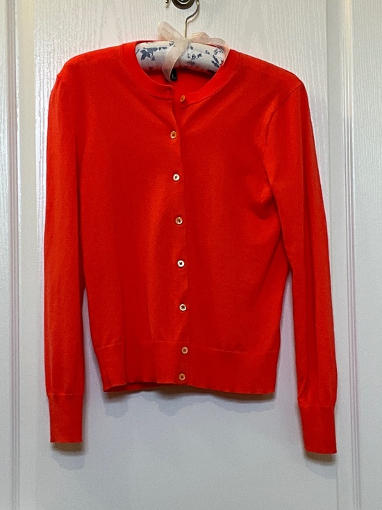 J. Crew Sweaters - J.Crew Lightweight Button Down Sweater Size S Orange Cotton Blend